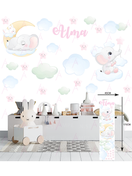 éléphant et nuages fille